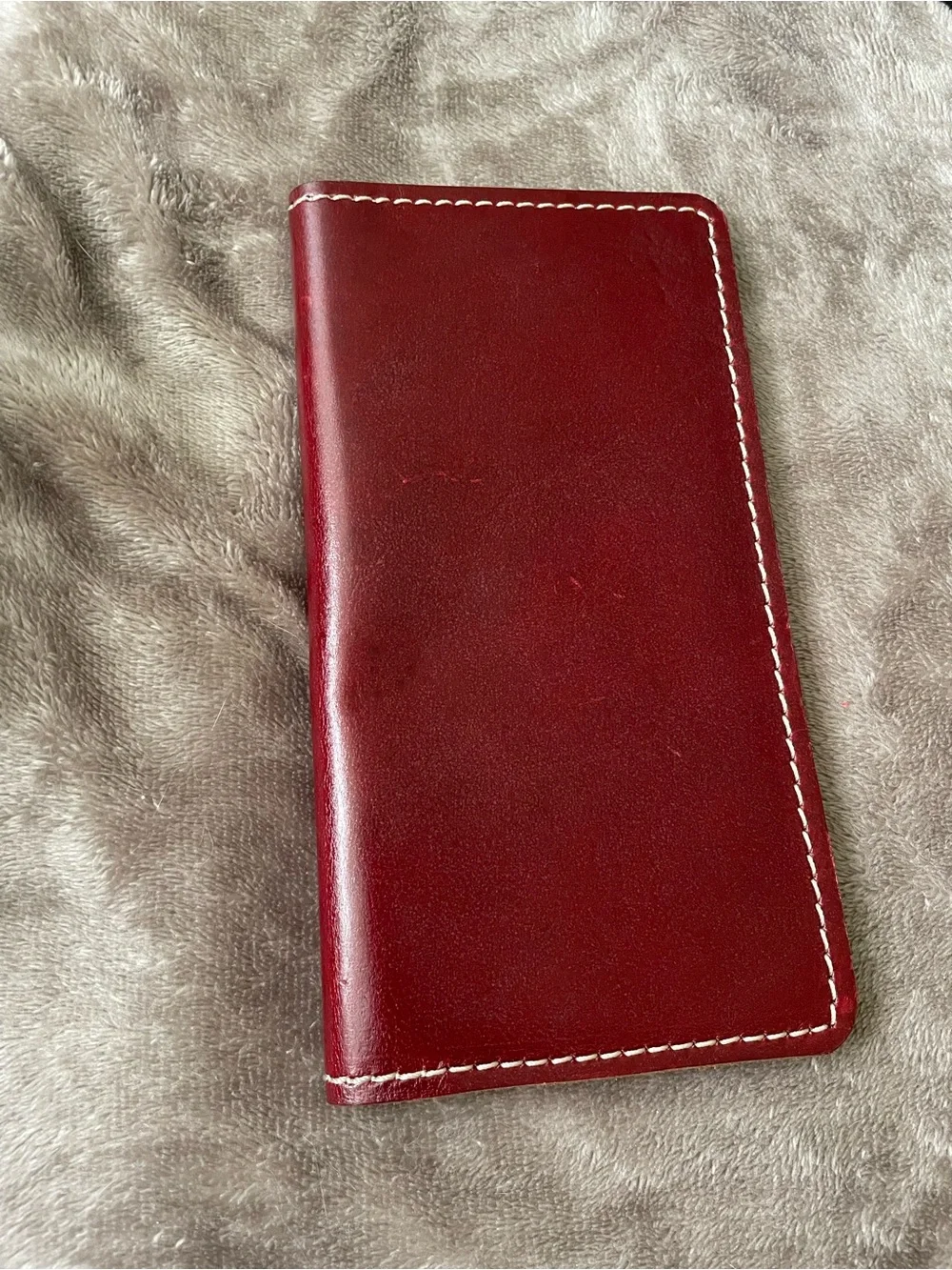 Burgundy Leather Long Bifold Wallet/ notebook holder